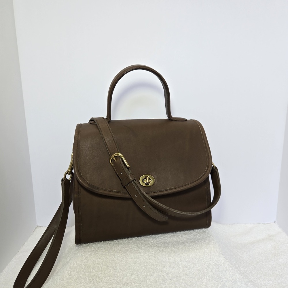 Vtg Coach Manor #9977 Taupe Convertible Top Handle Crossbody Bag Hangtag Rare - Picture 1 of 16